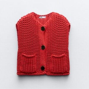 Zara Red Chunky Knit Sweater